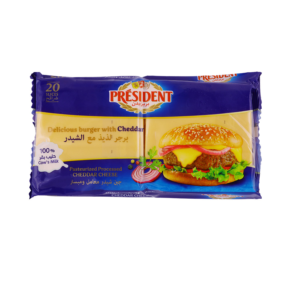 President Cheddar Cheese Slices For Burger 400g
