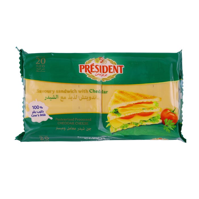 President Cheddar Cheese Slices For Sandwich 400g