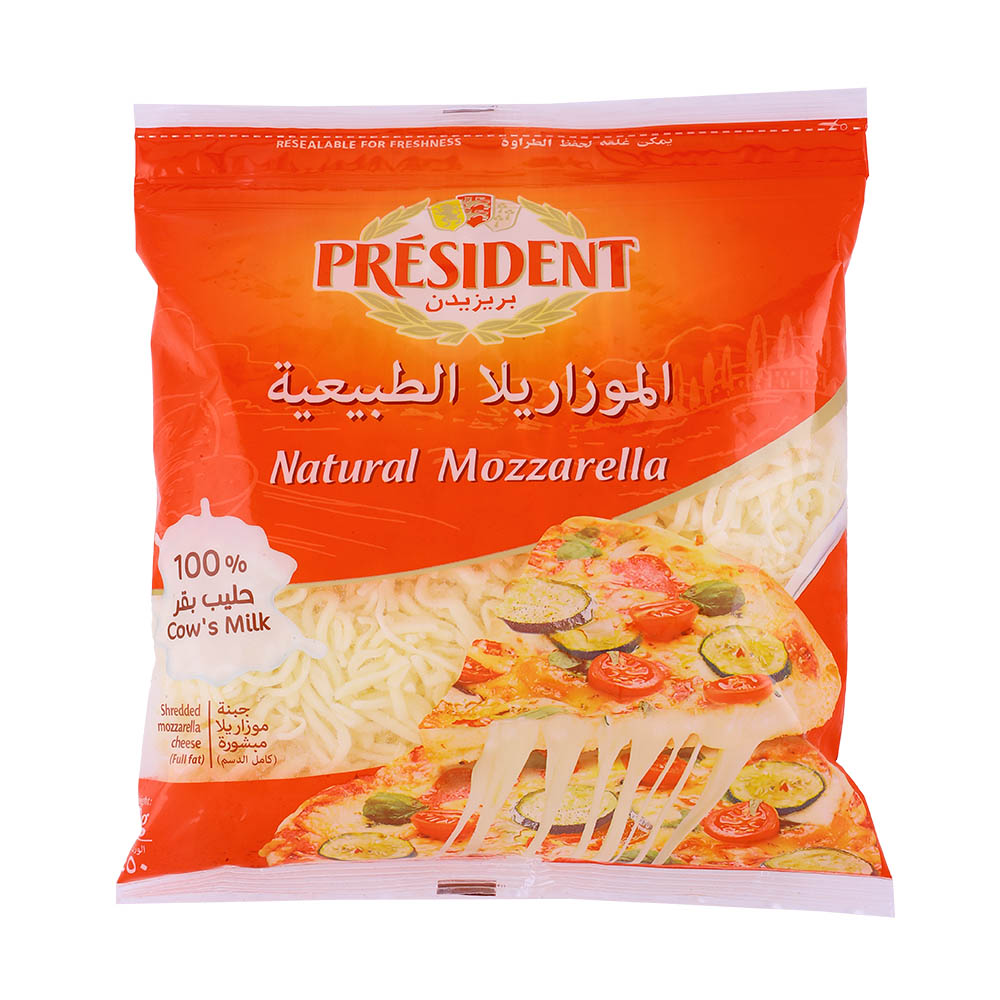 President Shredded Natural Mozzarella Bag 450g