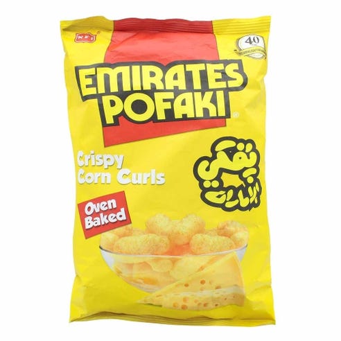 Emirates Pokafi Spicy Cheese Corn Curls 80g - Available at Alosra Online Supermarket