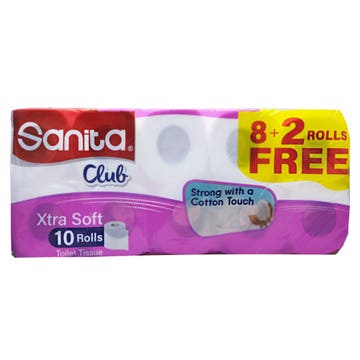 Sanita Club Extra Soft Toilet Rolls [8+2 Free] 