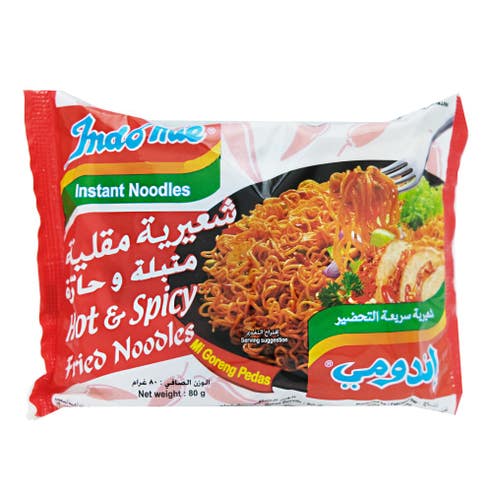 Indomie Hot & Spicy Fried Noodles 80g - Available at Alosra Online Supermarket