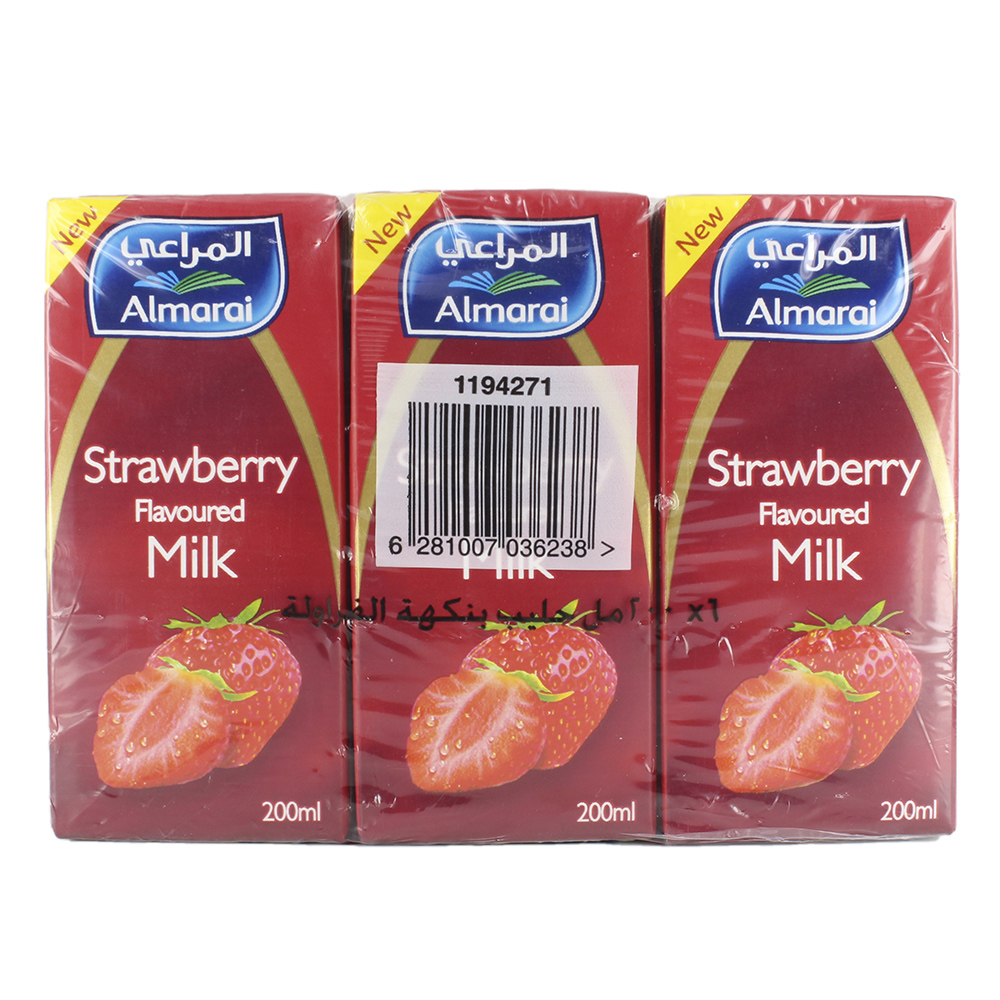 Almarai Strawberry Milk 200ml - Available at Alosra Online Supermarket