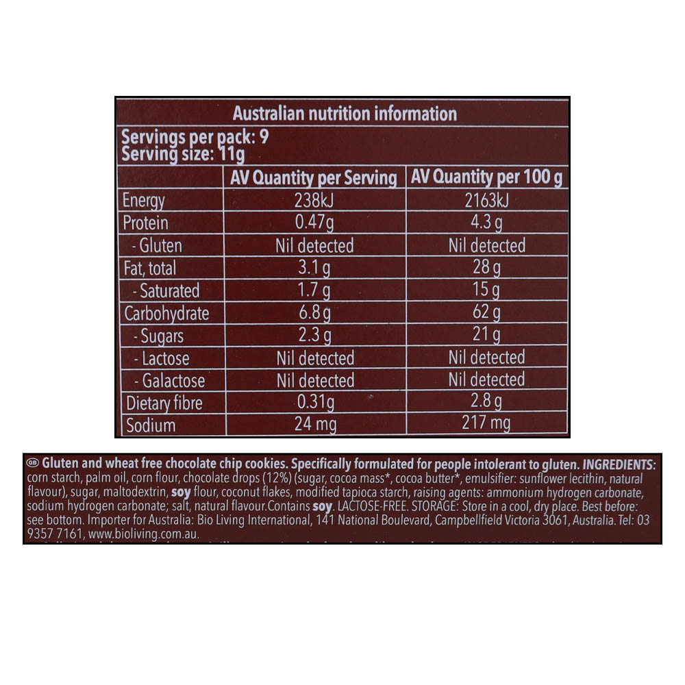 Schar Chocolate Chip Cookies 100g right side image
