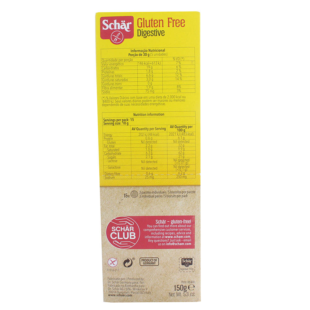 Schar Gluten Free Digestive Biscuits 150g - Available at Alosra Online Supermarket