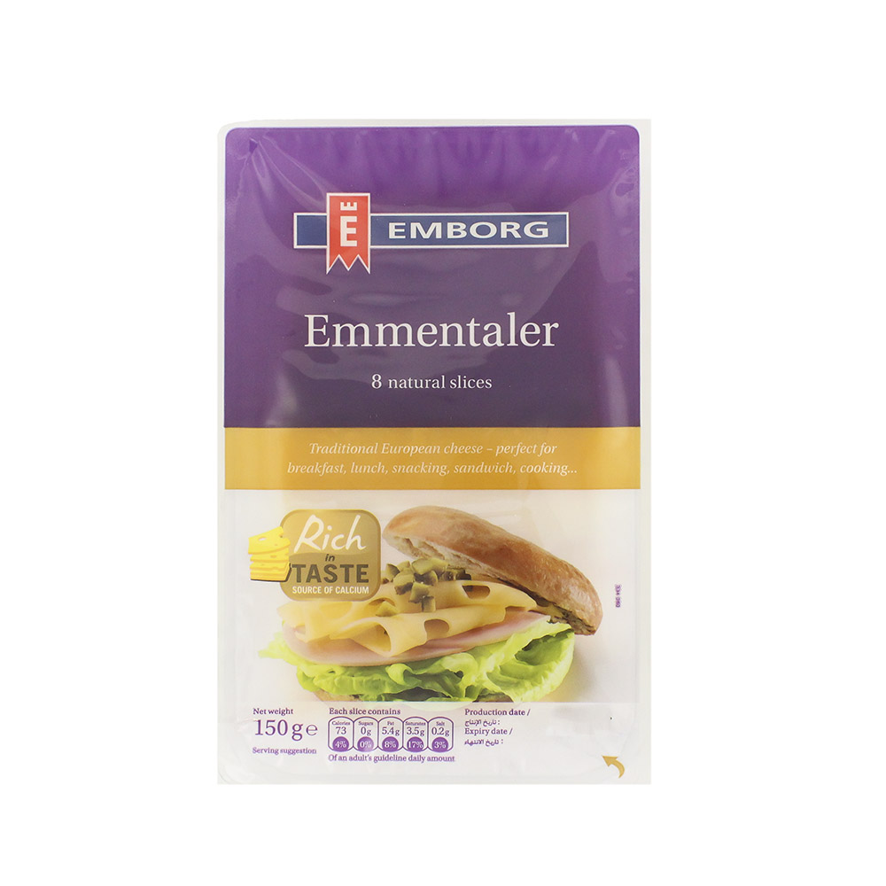 Emborg Emmentaler Slice Cheese 150g - Available at Alosra Online Supermarket