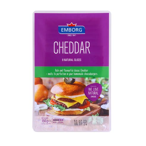 Emborg Cheddar Cheese Slices 150g - Available at Alosra Online Supermarket