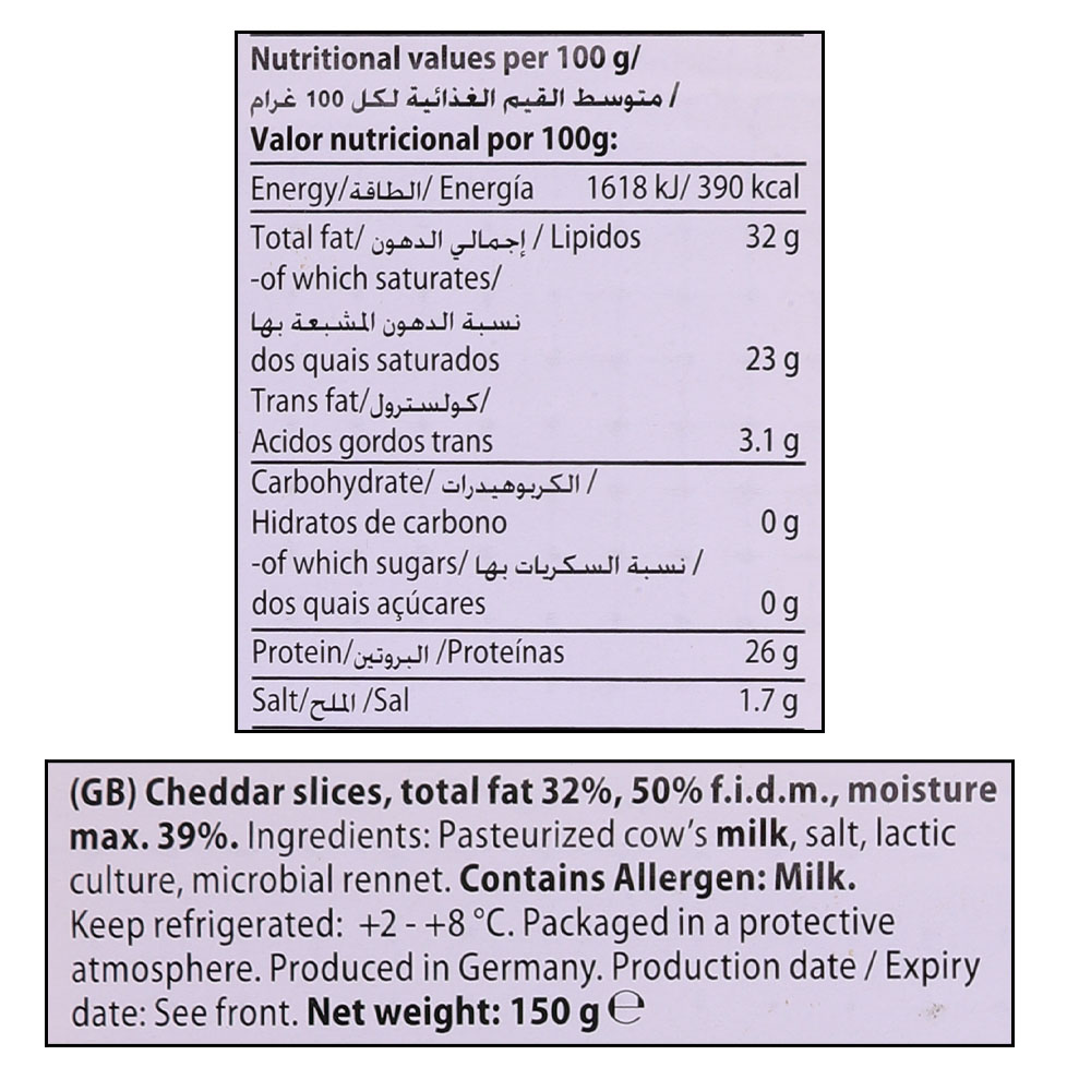 Emborg Cheddar Cheese Slices 150g right side image