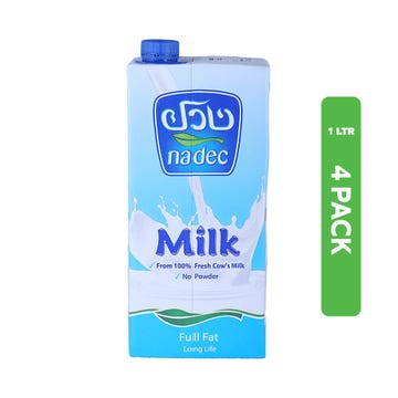 Nadec UHT Long Life Full Fat Milk 4x1L
