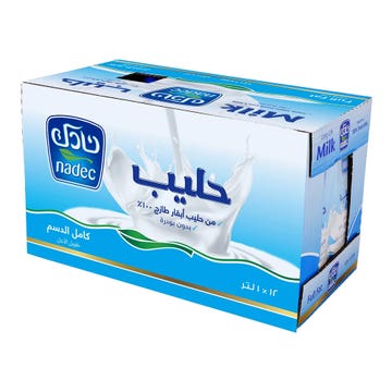 Nadec Uht Long Life Full Fat Milk 12x1L - Available at Alosra Online Supermarket