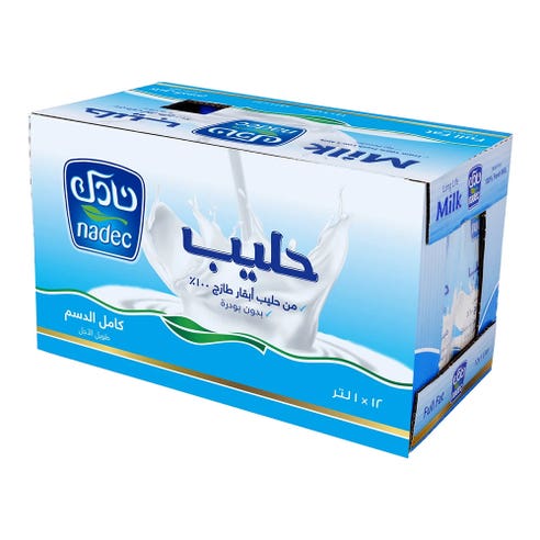 Nadec Uht Long Life Full Fat Milk 12x1L - Available at Alosra Online Supermarket