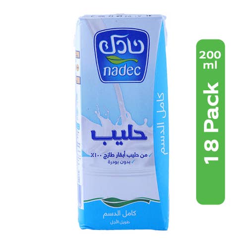 Nadec Uht Long Life Full Fat Milk 18x200ml 