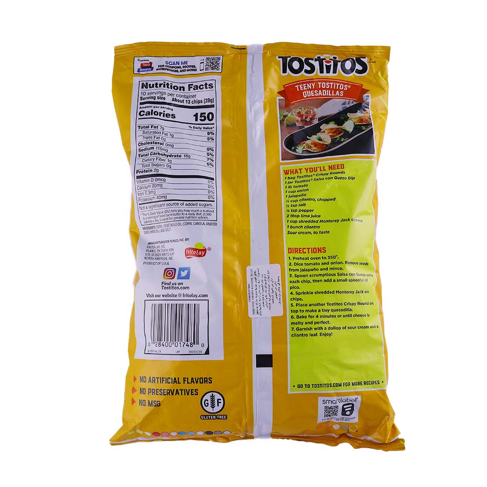 Tostitos Crispy Rounds Tortilla Chips 283.5g back image