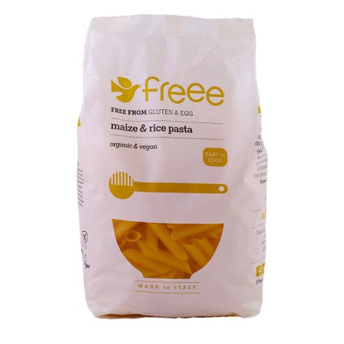 Doves Farm Organic Vegan Maize & Rice Penne 500g - Available at Alosra Online Supermarket