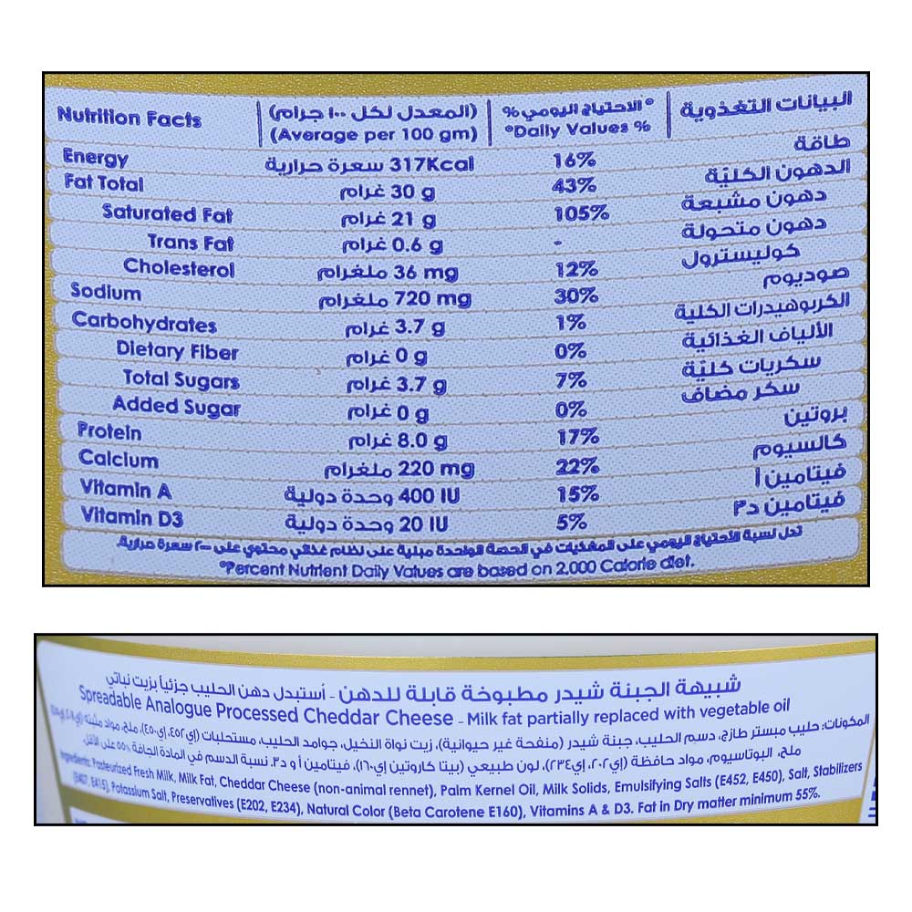 Nadec Cheddar Cheese Jar 500g right side image