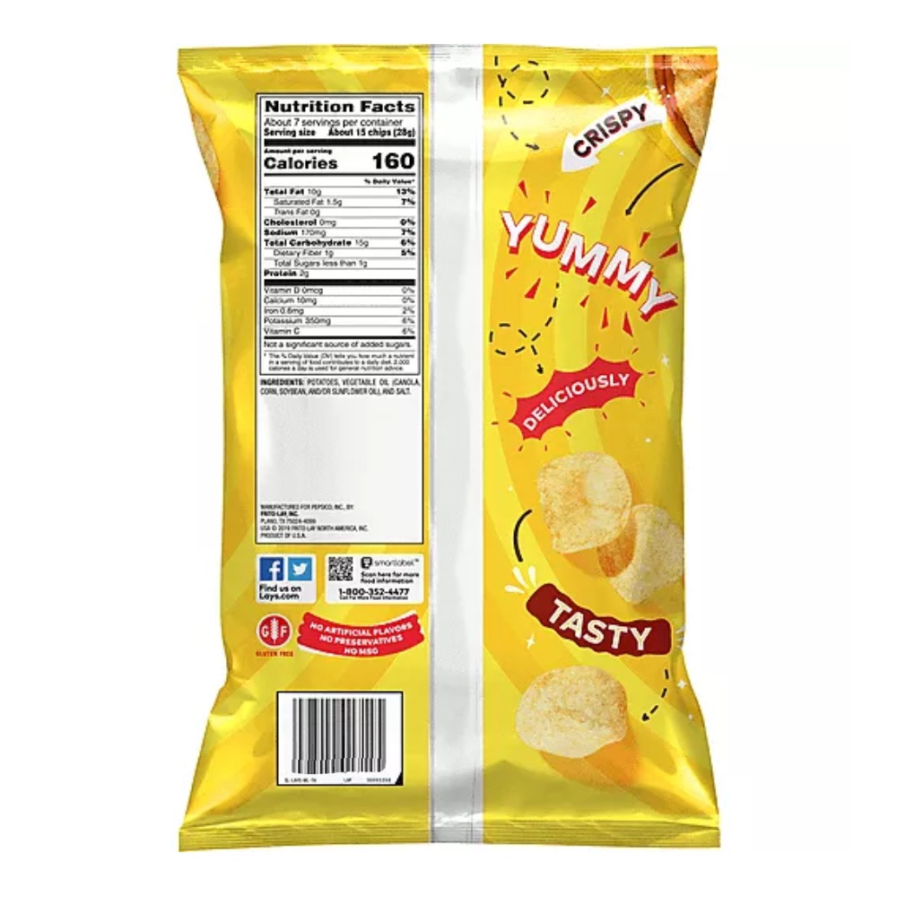 Lay's Classic Potato Chips 184g back image