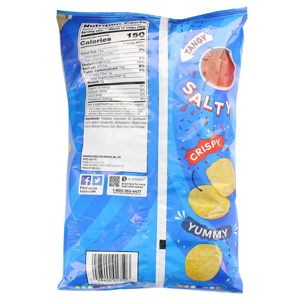 Lay's Salt & Vinegar Potato Chips 184g- Product ingredients image