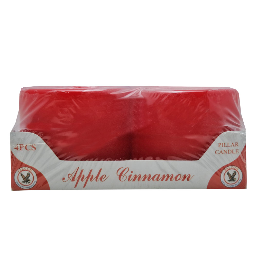Falcon Apple Cinnamon Sented Mini Pillar Candle 4s back image