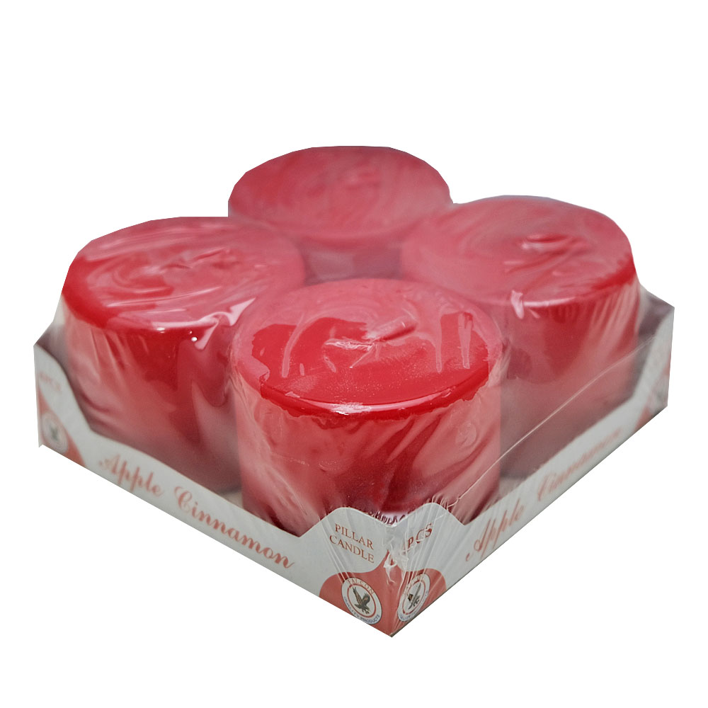 Falcon Apple Cinnamon Scented Mini Pillar Candle 4's