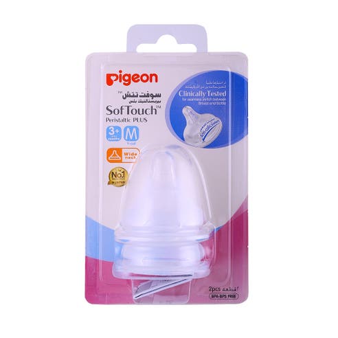 Pigeon Soft Touch Peristaltic Plus Silicon Nipple (M) 2's - Available at Alosra Online Supermarket