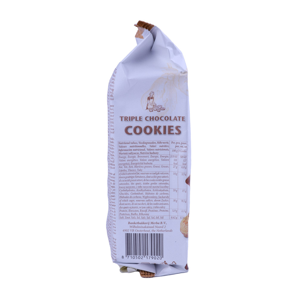 Merba Triple Chocolate Cookies 200g back image
