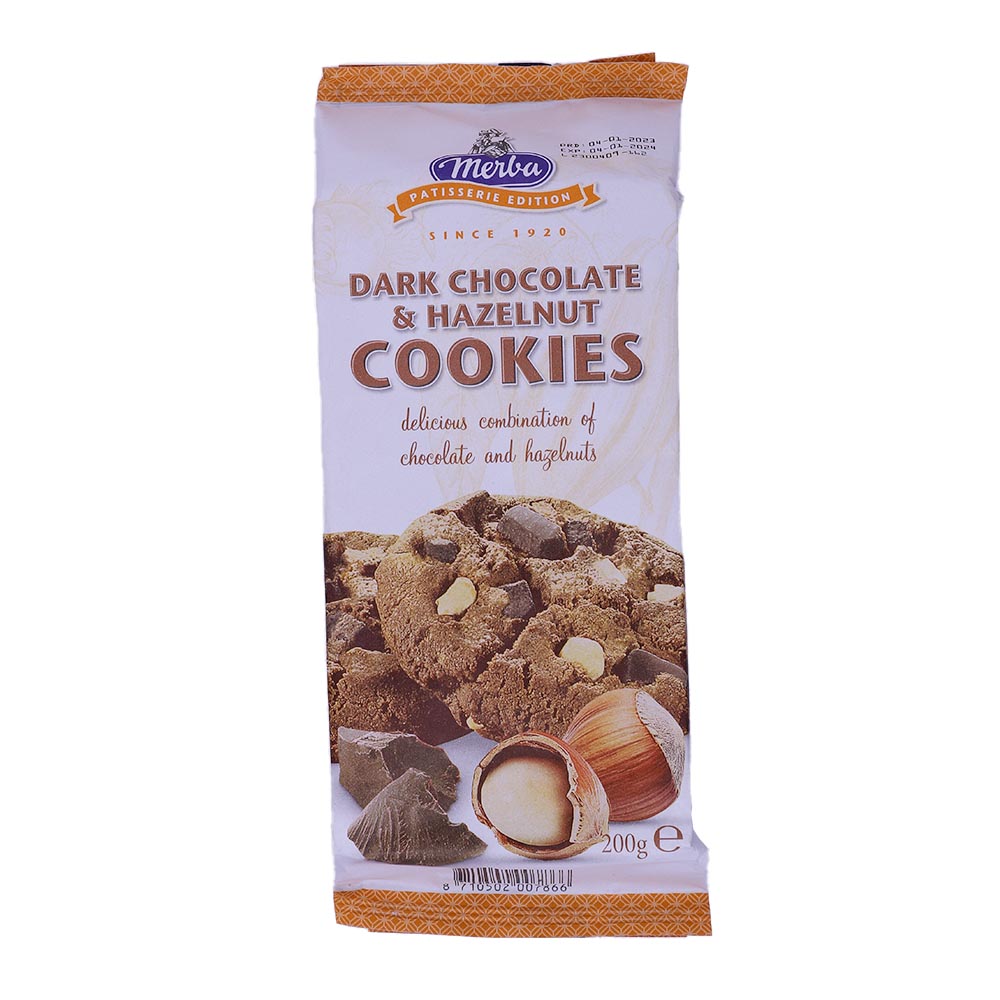 Merba Dark Chocolate & Hazelnut Cookies 200g