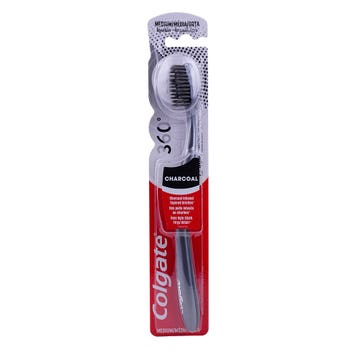 Colgate 360 Charcoal Medium Toothbrush - Available at Alosra Online Supermarket