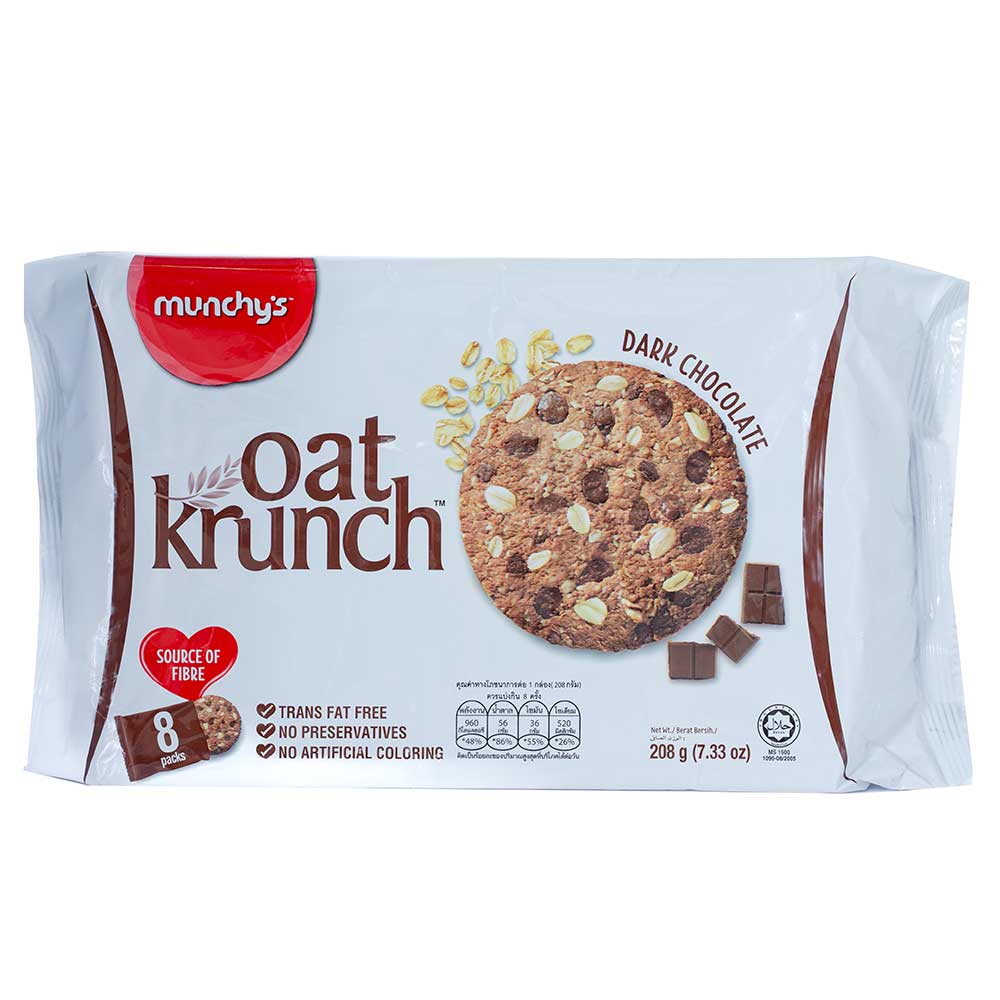 Munchys Oat Krunch Dark Chocolate 208g - Available at Alosra Online Supermarket