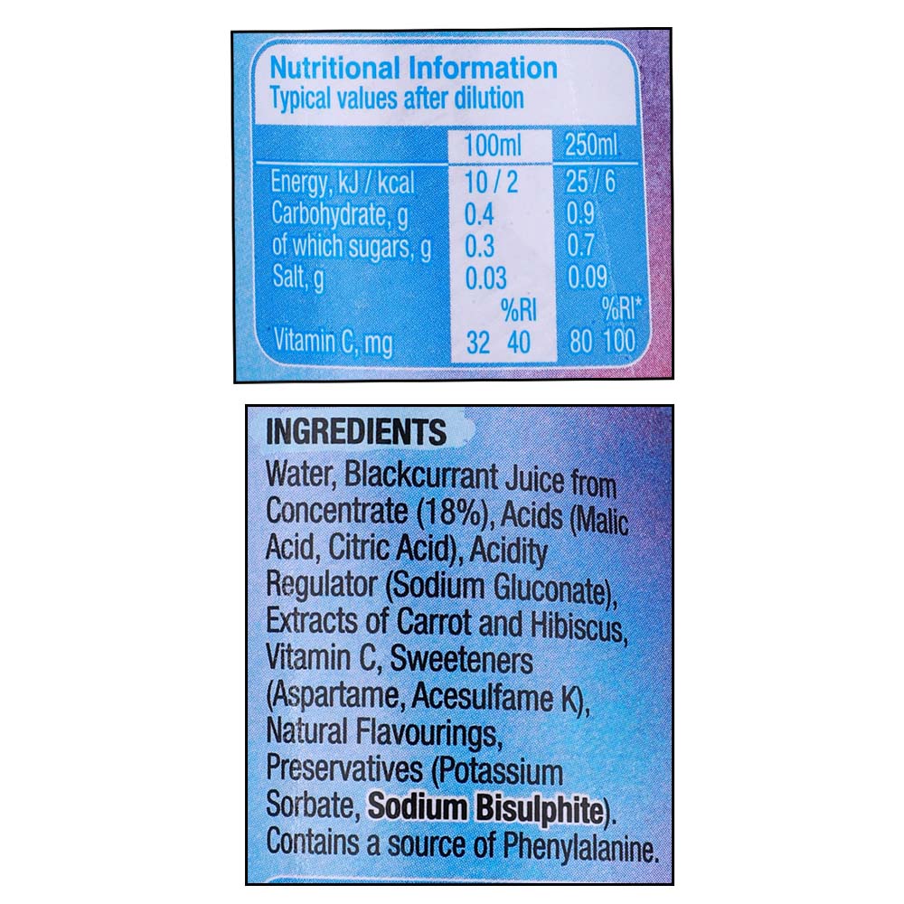 Ribena Blackcurrant 850ml right side image