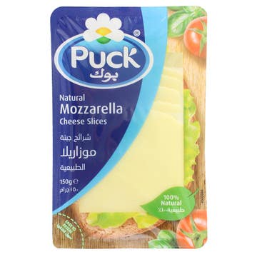 Puck Natural Mozzarella Cheese Slices 150g - Available at Alosra Online Supermarket