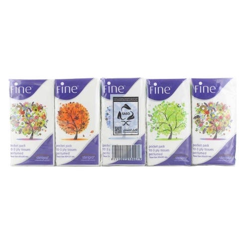 Fine Pocket Tissue Four Season 3Ply 10's [10 Pack] - Available at Alosra Online Supermarket