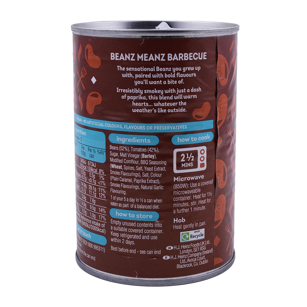 Heinz Beanz BBQ 390g back image
