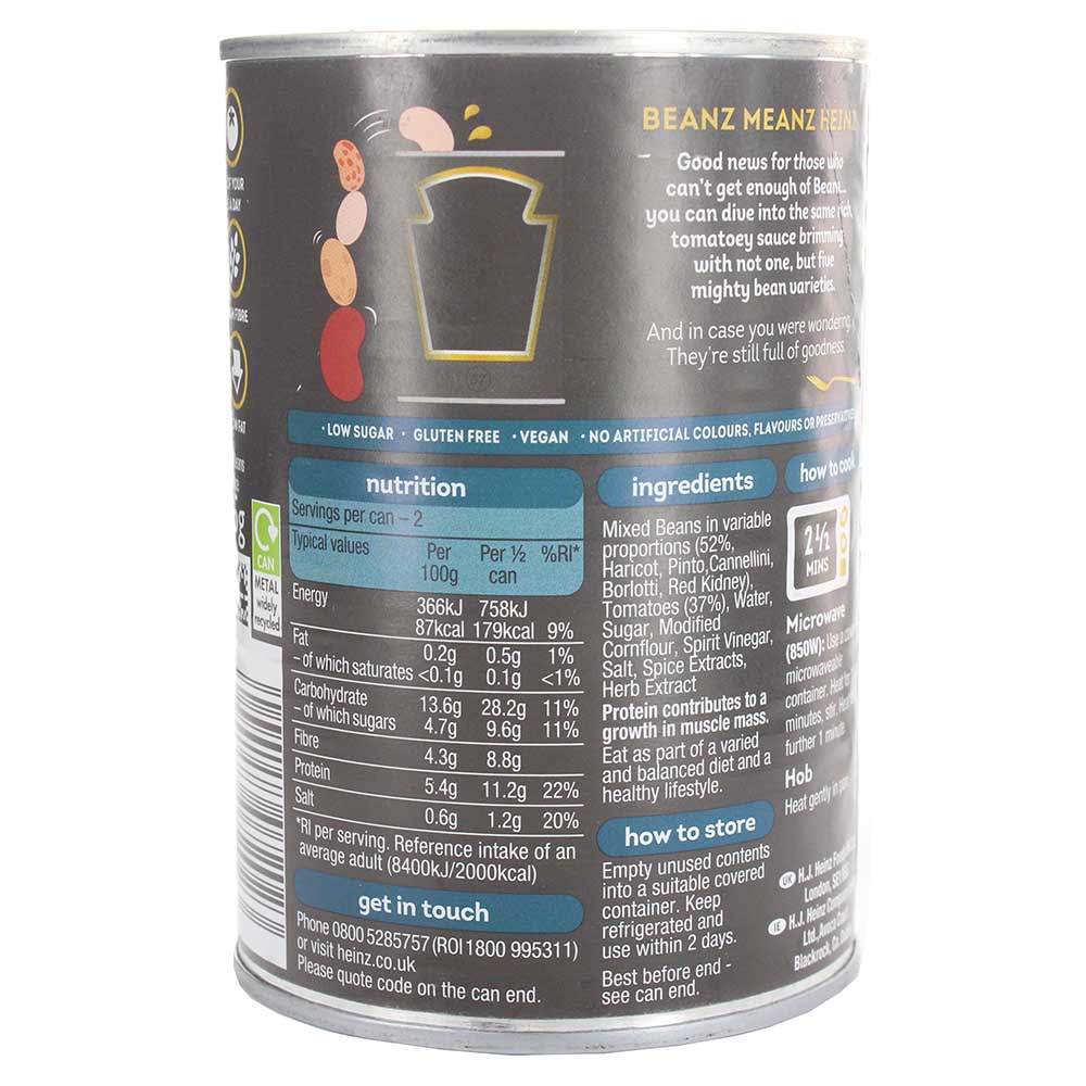 Heinz Five Beanz 415g- Product ingredients image