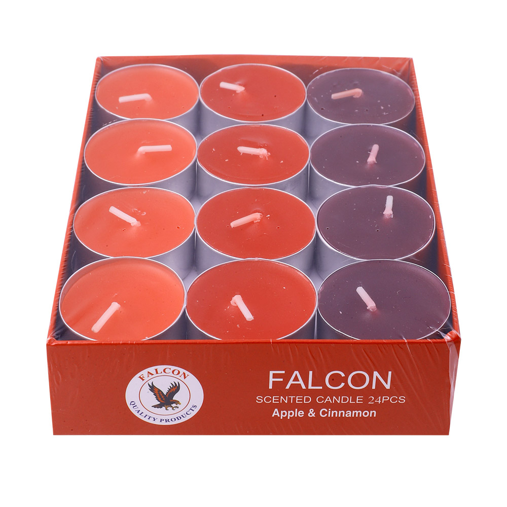 Falcon Tealight Scented Apple Cinnamon Candle 24s back image