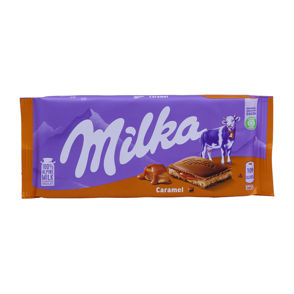 Milka Caramel Chocolate Bar 100g - Available at Alosra Online Supermarket