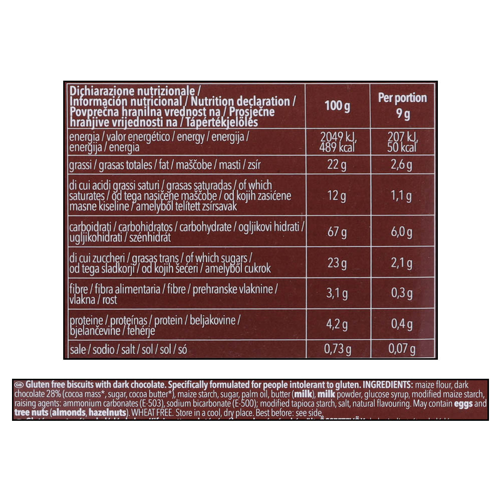 Schar Dark Chocolate Cioccolate Biscotti 150g right side image