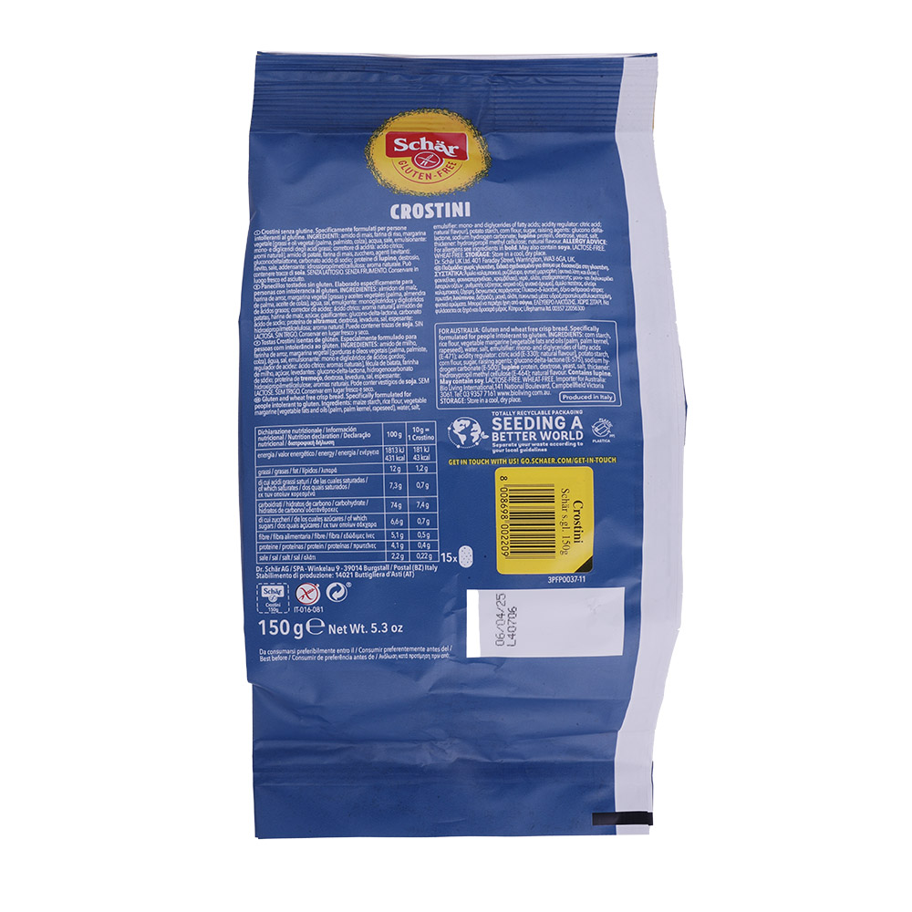 Schar Crostini Gluten Free Toast 150g back image