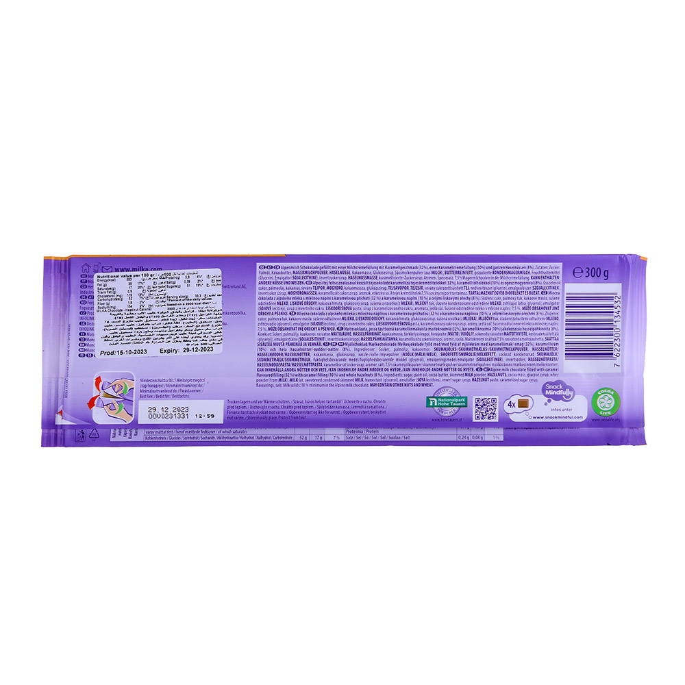 Milka Toffee Plain Nut 300g back image