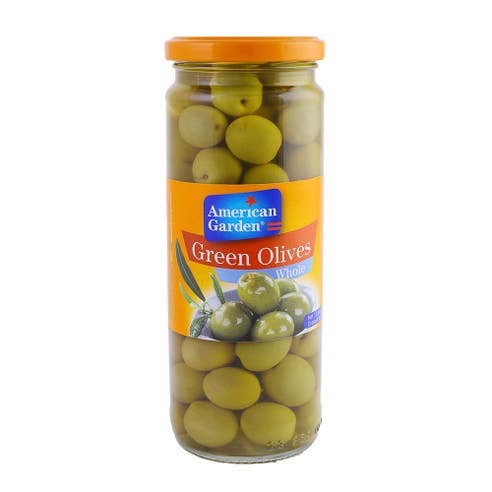 American Garden Green Olives Whole 450g - Available at Alosra Online Supermarket