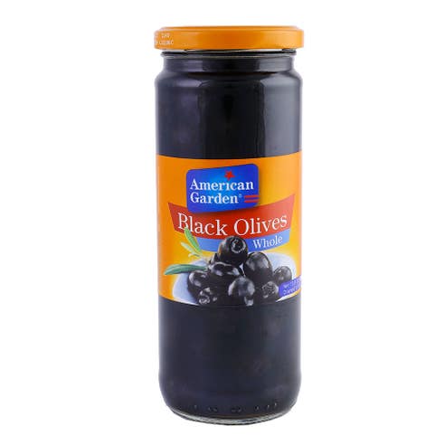 American Garden Black Olives Whole 450g - Available at Alosra Online Supermarket