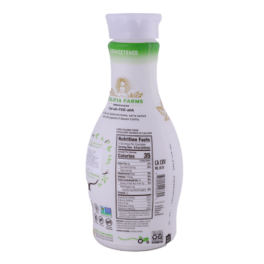 Califia Farms Unsweetened Almond Milk 1.4L back image