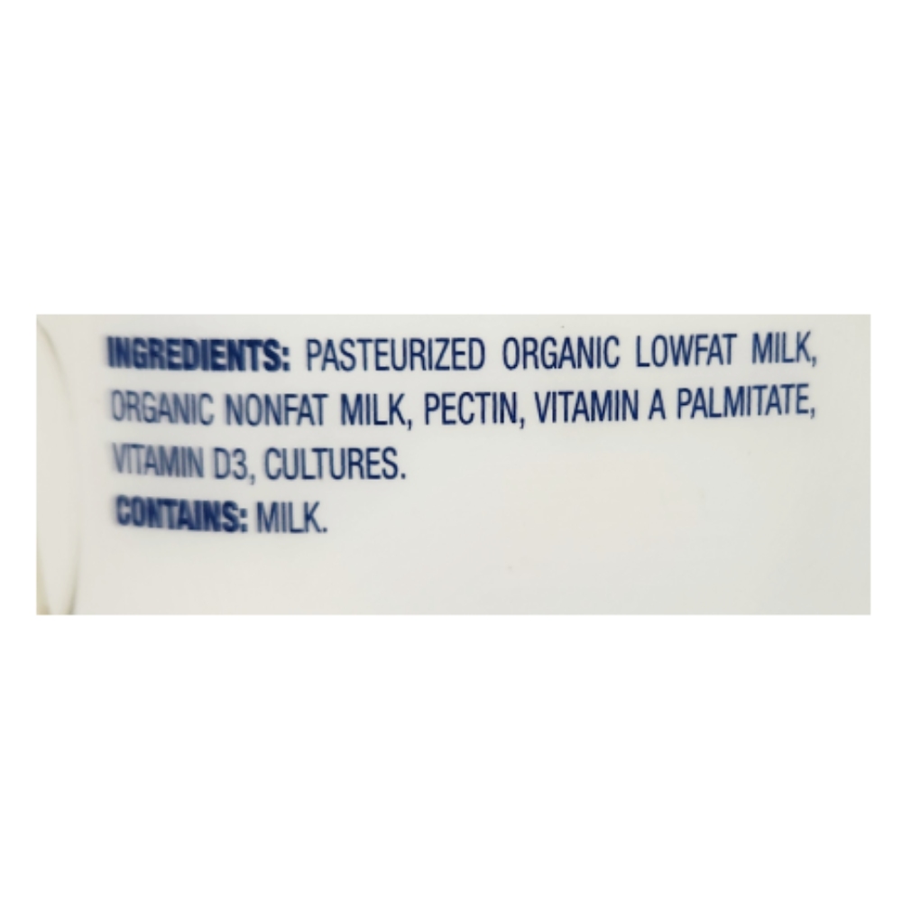 Lifeway Organic Cultured Lowfat Plain Kefir Milk 946ml back image