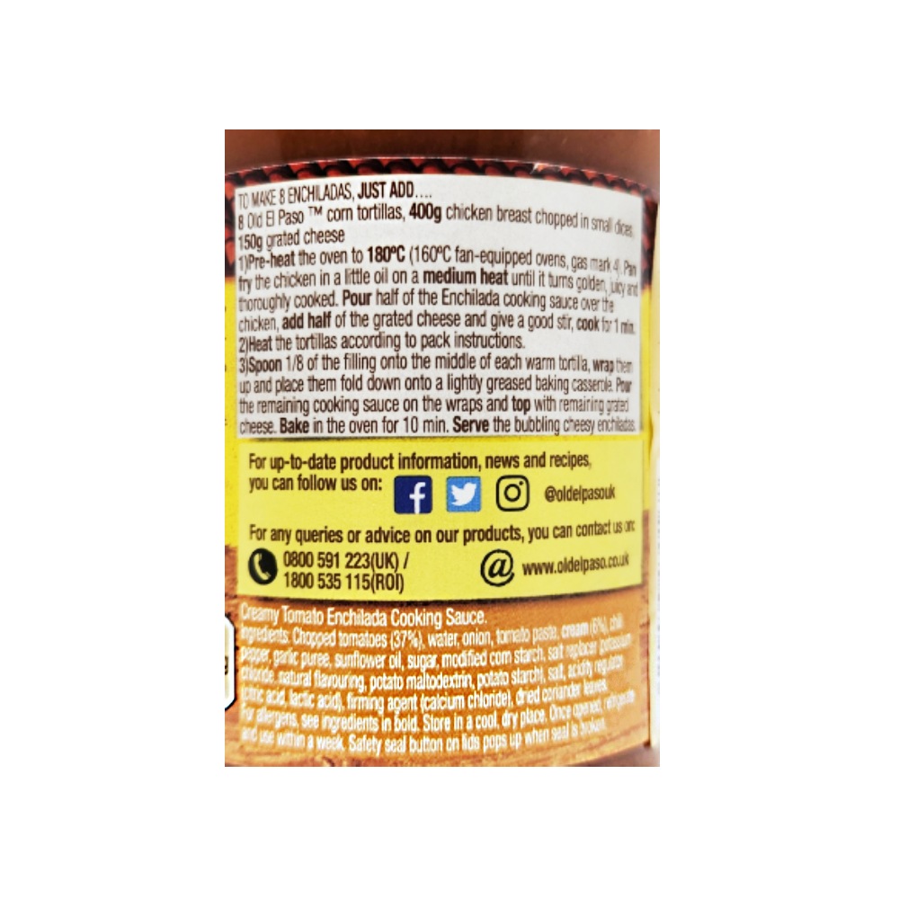 Old El Paso Enchilada Cooking Sauce 340g - Bahrain Alosraonline store