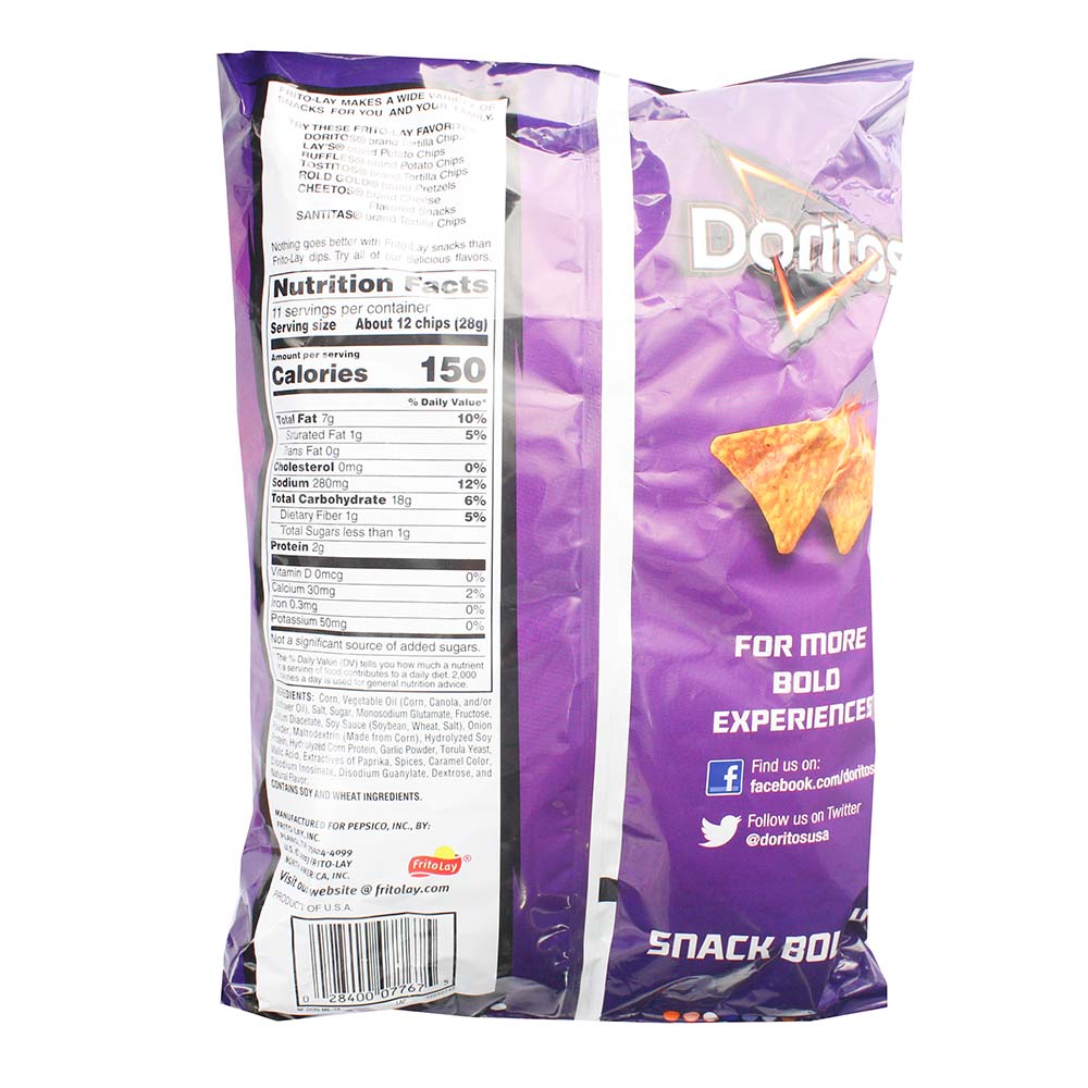 Doritos Spicy Sweet Chilli Tortilla Chips 11oz back image