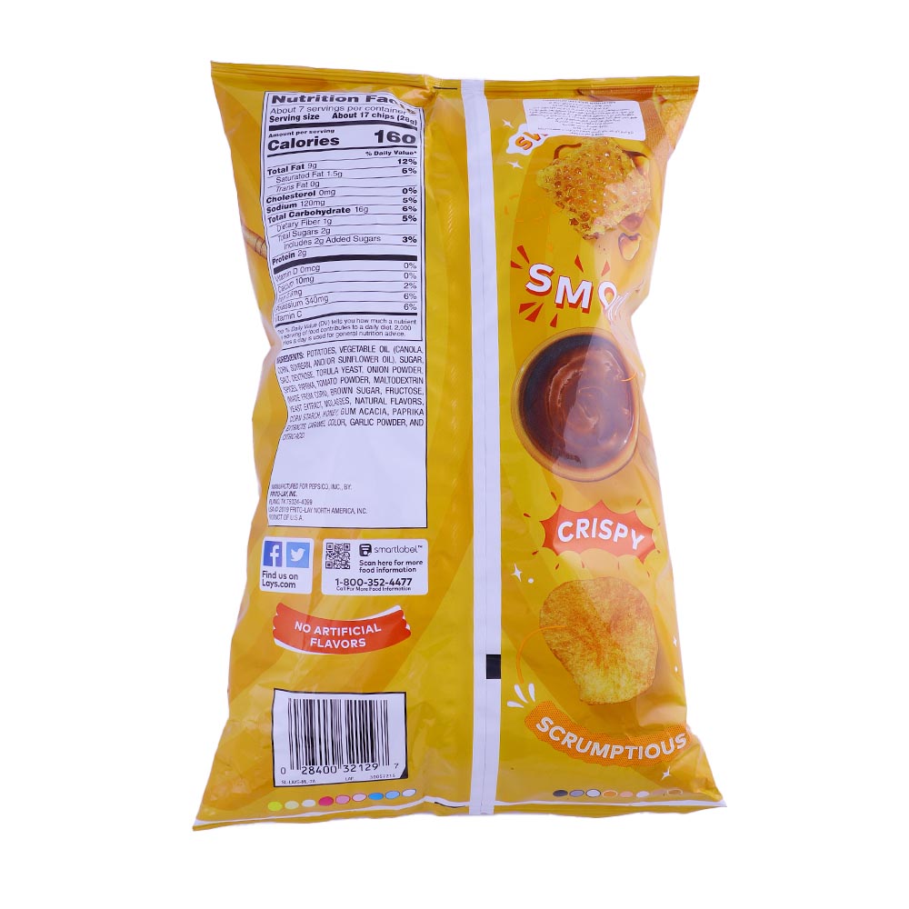 Lay's Honey BBQ Potato Chips 6.5oz back image