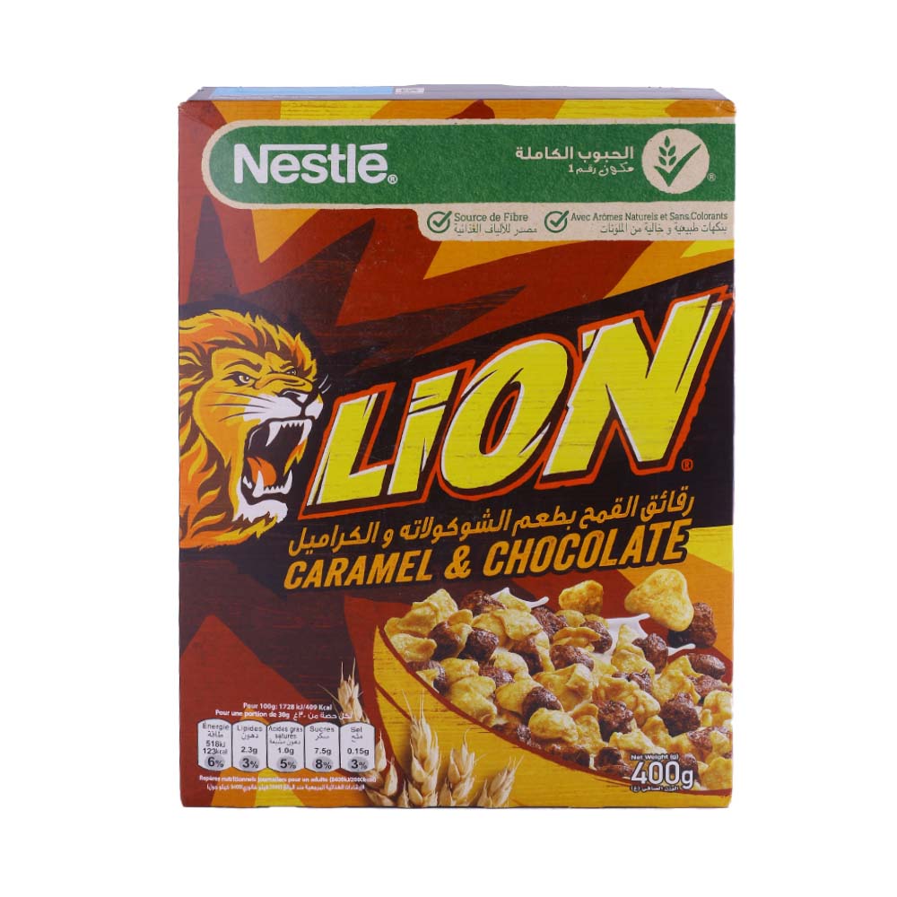 Nestle Lion Caramel & Chocolate Cereal 400g - Available at Alosra Online Supermarket