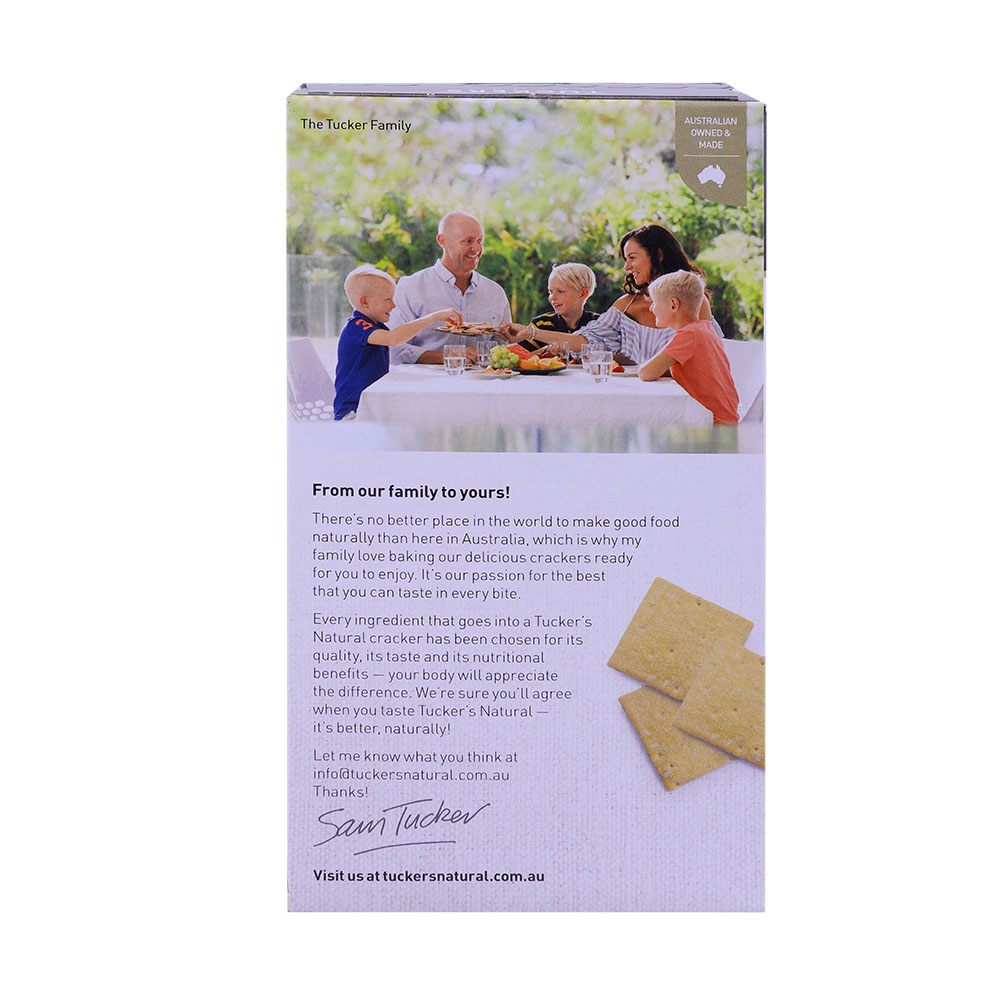 Tuckers Gourmet Bites Rosemary & Rock Salt Crackers 115g back image