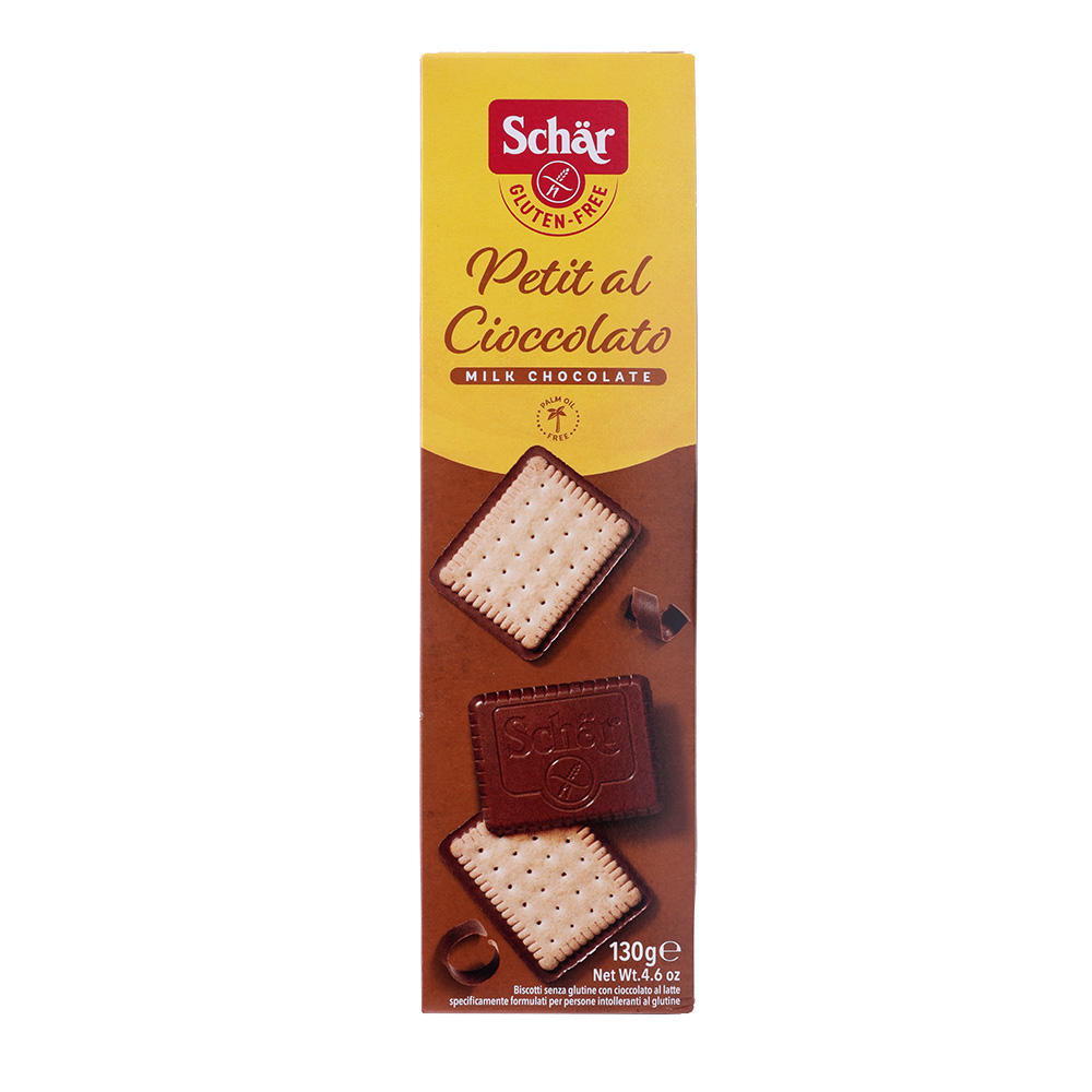 Schar Petit Al Cioccolato Milk Chocolate Biscuits 130g back image