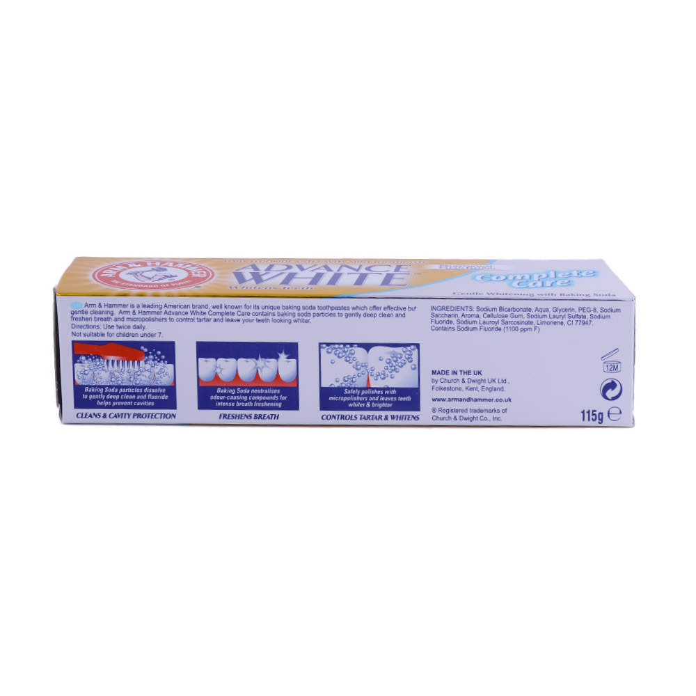 Arm & Hammer Advance White Complete Care Toothpaste 115g left side image