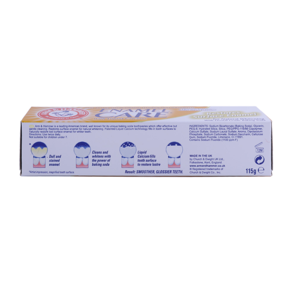 Arm & Hammer Enamel Care Whitening Toothpaste 115g right side image